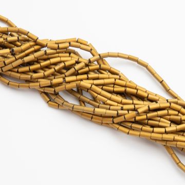 Kryształki słupek gładki mat antique gold 2,5x5mm