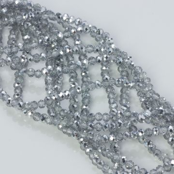 Kryształki oponki fasetowane silver steel 3,5x4mm