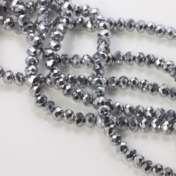 Kryształki oponki fasetowane silver 5x6mm