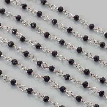 Łańcuch z kryształkami oponkami jet 3x4mm