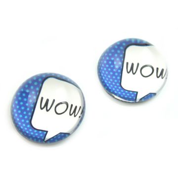 Kaboszon szklany okrągły niebieski 'wow' 20mm