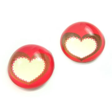 Kaboszon szklany okrągły serce 20mm