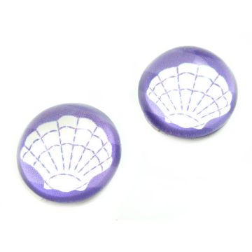 Kaboszon szklany okrągły muszelka 20mm