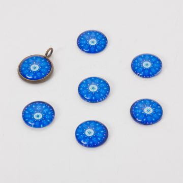 Kaboszon szklany kalejdoskop 14mm niebieski