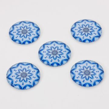 Kaboszon szklany kalejdoskop 30mm niebiesko-biały