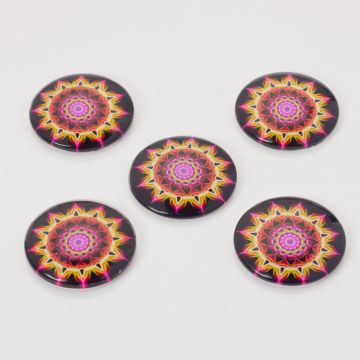 Kaboszon szklany kalejdoskop 30mm czerwono-żółty