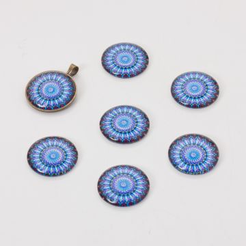 Kaboszon szklany kalejdoskop 20mm niebieski