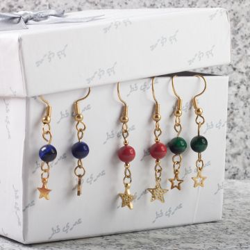 Zestaw do samodzielnego wykonania kolczyków - kocie oko z gwiazdką pełną Zestaw do samodzielnego wykonania kolczyków - kocie oko z gwiazdką pełną