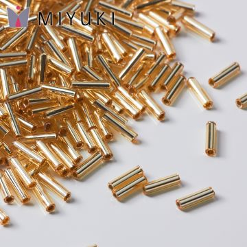 Koraliki Miyuki Bugles #2 6 mm Silver Lined Gold