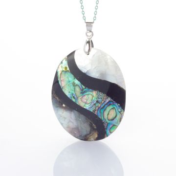 Zawieszka z muszli paua owal 53x40mm 40mm