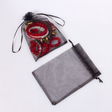 Woreczek z organzy do biżuterii 13x18cm czarny