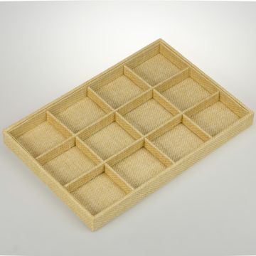 Ekspozytor lniany z kratką 12 komorowy do koralików 35x24cm
