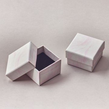 Pudełko ozdobne do biżuterii białe z różem 5,5x5,5x4cm