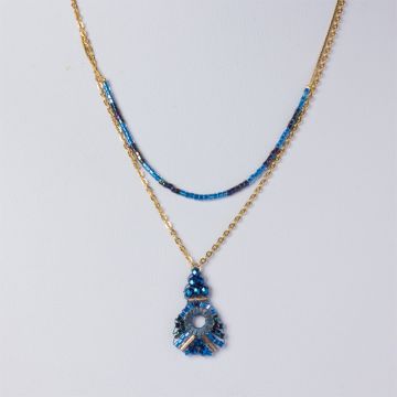 Naszyjnik boho z koralikami Toho na stali chirurgicznej --