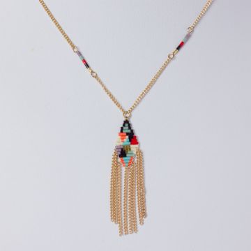 Naszyjnik boho z koralikami Toho na stali chirurgicznej --