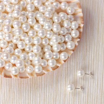 Perła seashell kulki do kolczyków białe 8mm