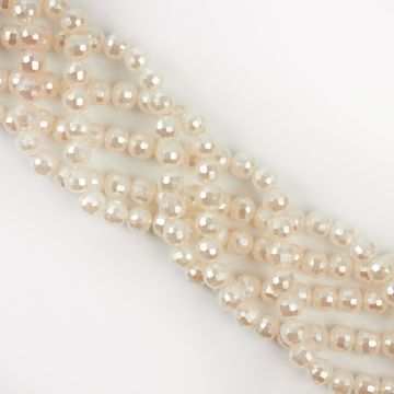 Perła seashell kulka fasetowana biała 8mm