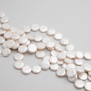 Perły ceramiczne moneta biała 12mm