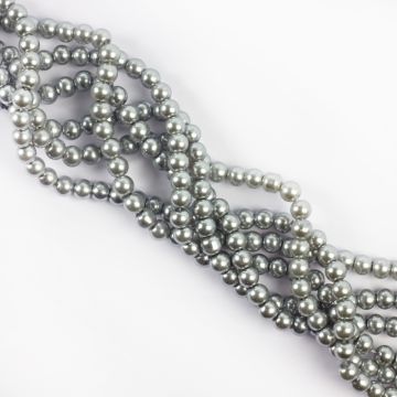 Perły szklane kulki srebrne 6mm