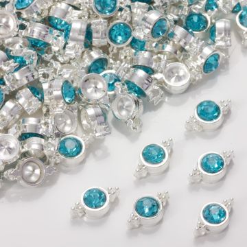 Przekładka z kryształkiem koloru srebrnego aquamarine  10mm