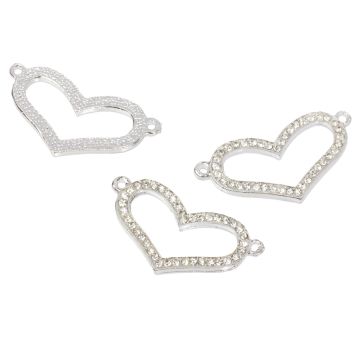Serce z kryształkami 37x19mm