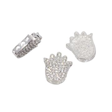 Przekładka z kryształkami rączka koloru srebrnego 18x20mm