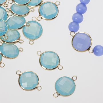 Przekładka w okuciu w złotym kolorze z dwoma oczkami opal laguna 14mm Przekładka w okuciu w złotym kolorze z dwoma oczkami opal laguna 14mm