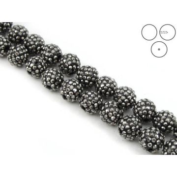 Kulka z diamencikami do wklejenia hematite 10mm