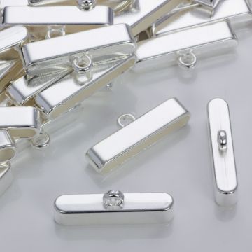 Szeroka końcówka do wielu rzemieni w srebrnym kolorze 37,5x7,5mm