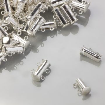 Zapięcie rozsuwane magnetyczne 2 sznurki srebrny 5x15mm