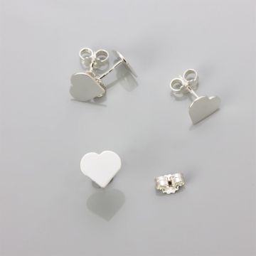 Srebrne kolczyki serce, Ag925 8mm