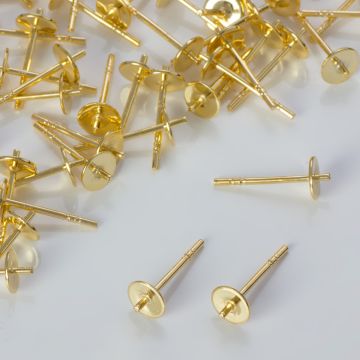Srebrne sztyfty do przyklejania pozłacane próba 925 5mm