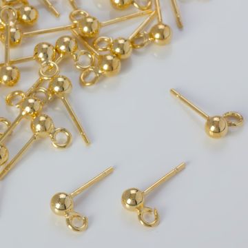 Srebrne sztyfty z kulką AG925 pozłacane 4mm