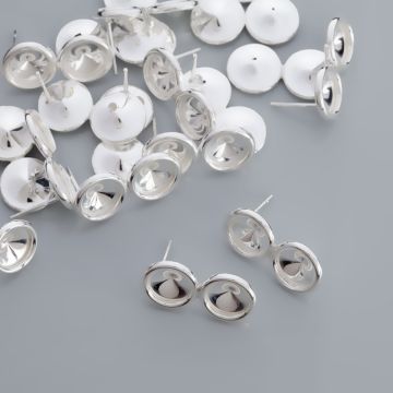 Srebrne sztyfty z rantem do rivoli 8mm, próba Ag925