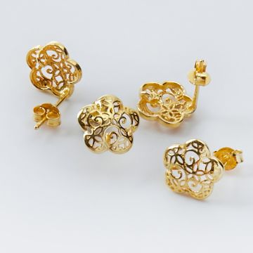 Srebrne bazy kolczyka kwiatki ażurowe z podwieszeniem AG925 11,5mm