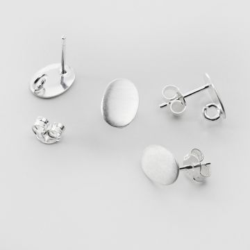 Srebrne bazy kolczyka owale satynowe z podwieszeniem AG925 10mm