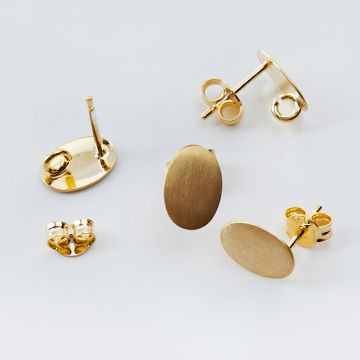 Srebrne bazy kolczyka owale satynowe z podwieszeniem AG925 pozłacane 10mm