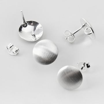 Srebrne bazy kolczyka koła satynowe wypukłe z podwieszeniem AG925 11mm