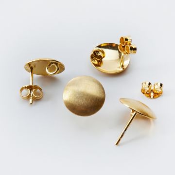 Srebrne bazy kolczyka koła satynowe wypukłe z podwieszeniem AG925 pozłacane 11mm