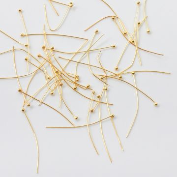 Srebrne szpilki z okrągłą główką AG925 pozłacane 30x0,4mm