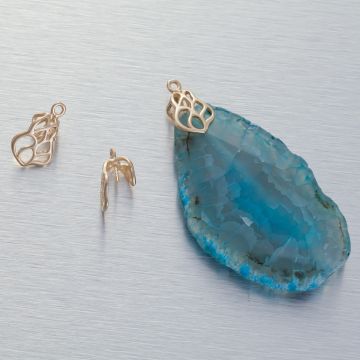 Srebrna krawatka ozdobna do kamieni listek AG925 pozłacana 17.5x10mm Srebrna krawatka ozdobna do kamieni listek AG925 pozłacana 17.5x10mm