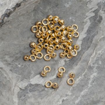 Srebrna, pozłacana krawatka kuleczka z kółeczkiem AG925 3mm