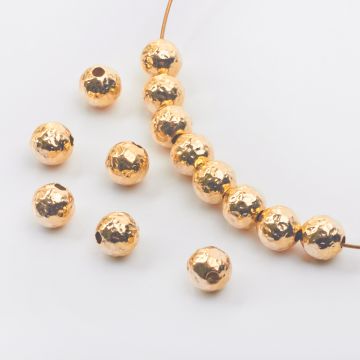 Srebrne przekładki kulki młotkowane AG925 pozłacana 8mm