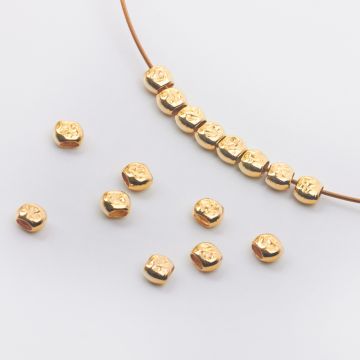 Srebrna przekładka pastylka młotkowana AG925 pozłacana 4,5x2,5mm