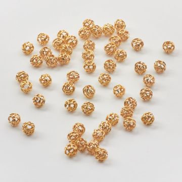 Srebrne kulki ażurowe AG925 pozłacana 4mm