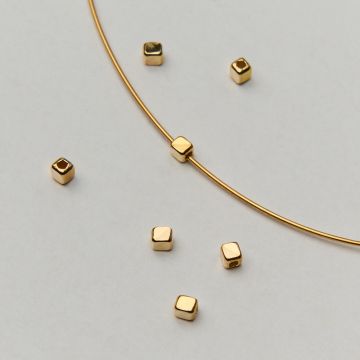 Srebrne przedkładki kostki zacinane trójkąty AG925 pozłacane 3mm