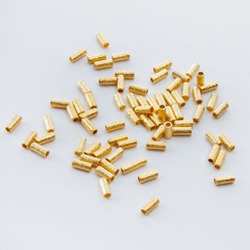 Srebrna rurka satynowa prosta AG925 pozłacana 2x5mm Srebrna rurka satynowa prosta AG925 pozłacana 2x5mm