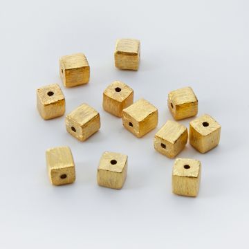 Srebrna przekładka kostka satynowa AG925 pozłacana 6x6,5mm