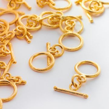 Srebrne zapięcie toggle kółko i patyczek satynowe AG925 12mm