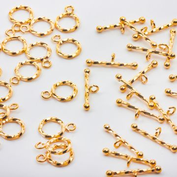 Srebrne zapięcie toogle skręcane AG925 pozłacane 12mm